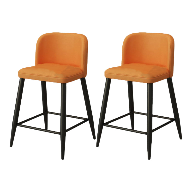 Modern Upholstered Low Back Faux Leather Bar Stools with Footrest