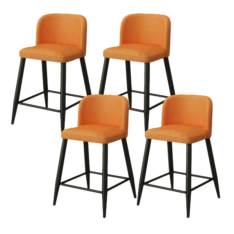 Modern Upholstered Low Back Faux Leather Bar Stools with Footrest