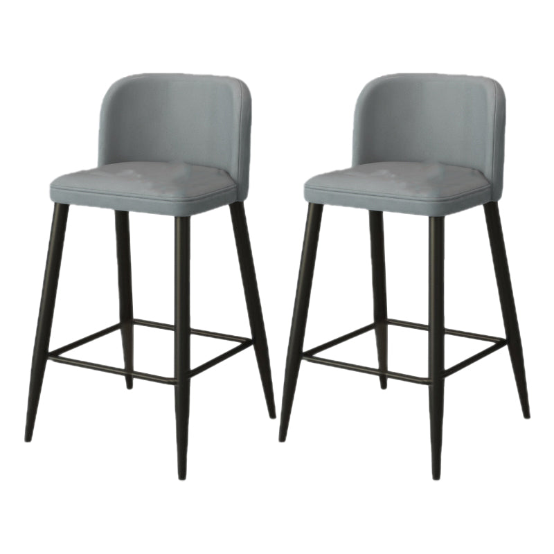Modern Upholstered Low Back Faux Leather Bar Stools with Footrest