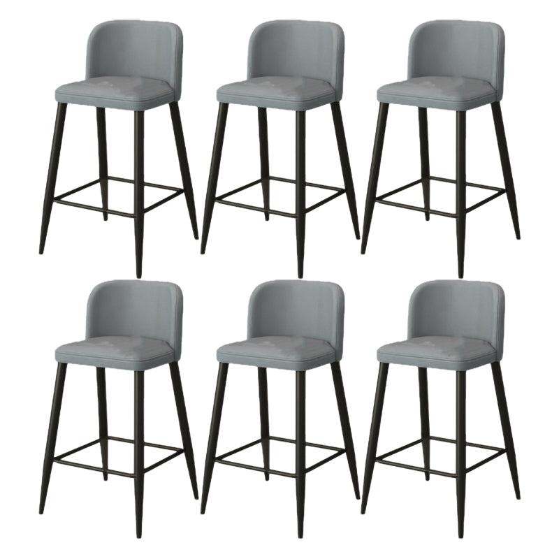 Modern Upholstered Low Back Faux Leather Bar Stools with Footrest