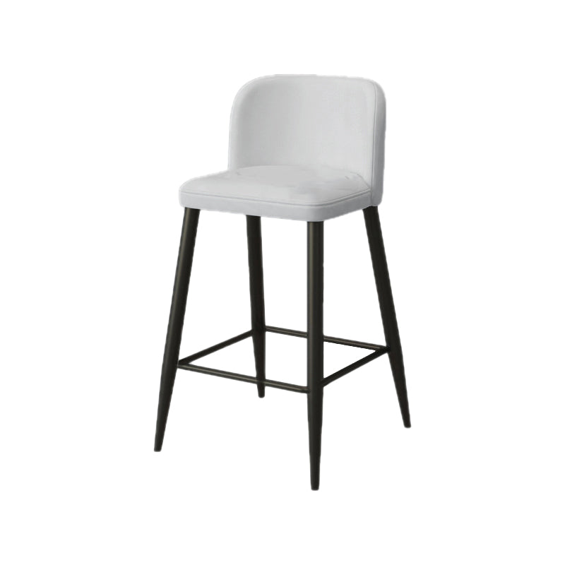 Modern Upholstered Low Back Faux Leather Bar Stools with Footrest