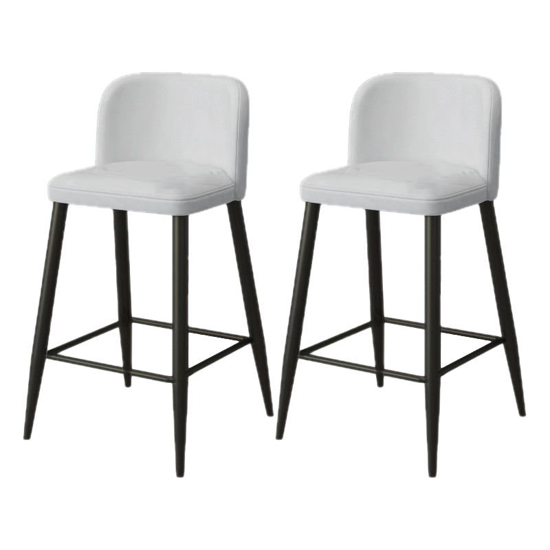 Modern Upholstered Low Back Faux Leather Bar Stools with Footrest