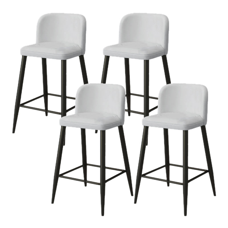 Modern Upholstered Low Back Faux Leather Bar Stools with Footrest
