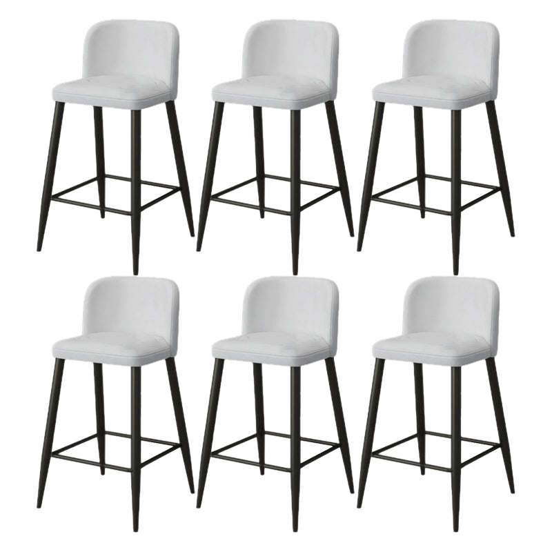 Modern Upholstered Low Back Faux Leather Bar Stools with Footrest
