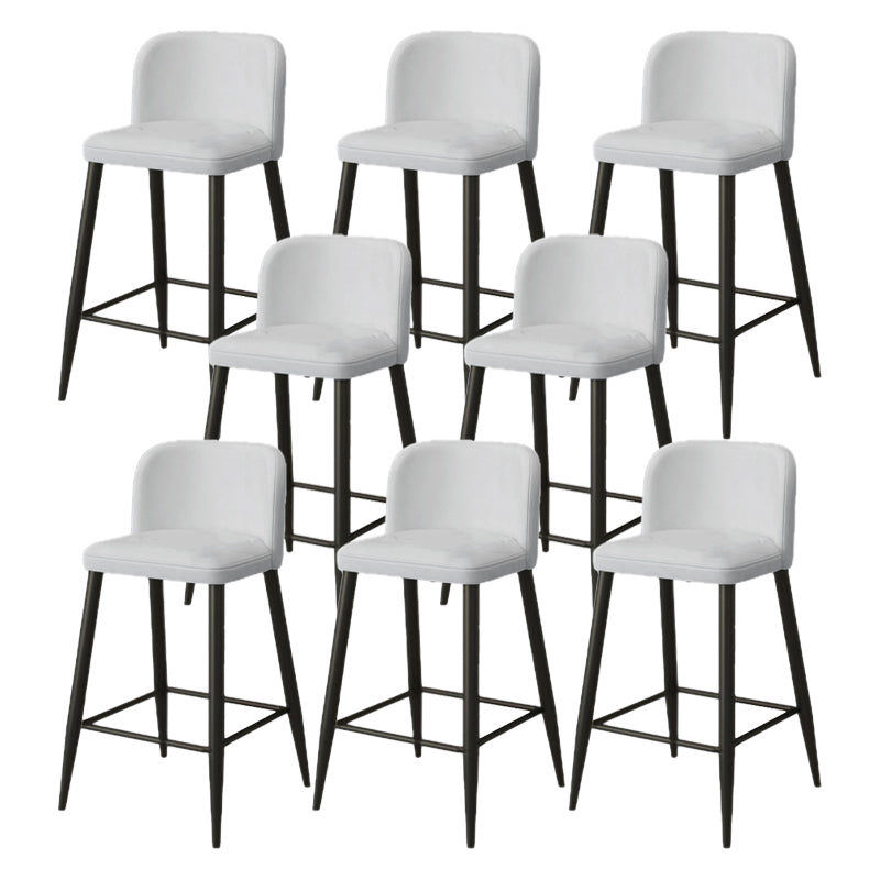 Modern Upholstered Low Back Faux Leather Bar Stools with Footrest