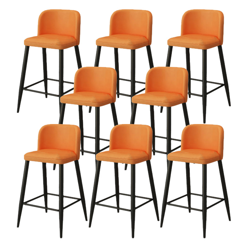Modern Upholstered Low Back Faux Leather Bar Stools with Footrest