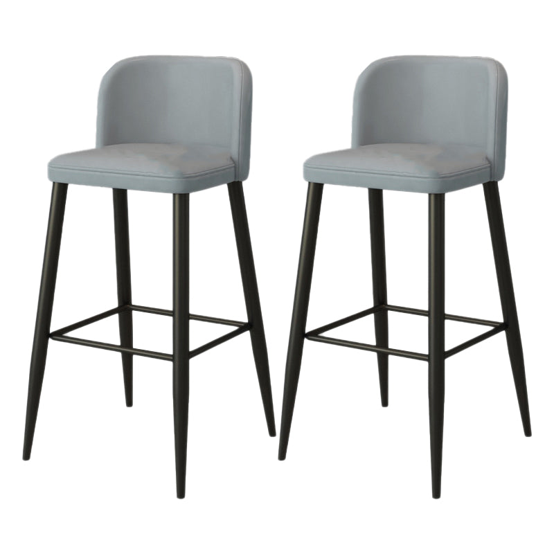 Modern Upholstered Low Back Faux Leather Bar Stools with Footrest