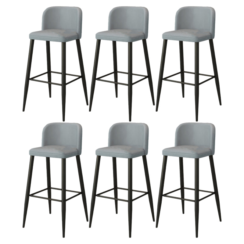Modern Upholstered Low Back Faux Leather Bar Stools with Footrest