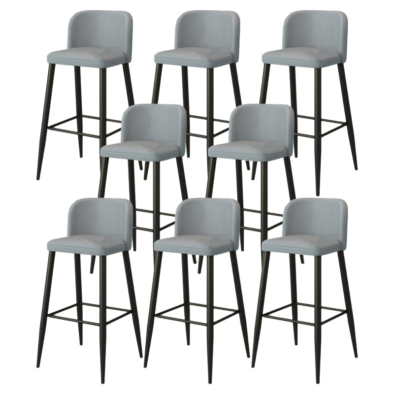 Modern Upholstered Low Back Faux Leather Bar Stools with Footrest