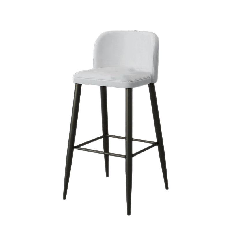 Modern Upholstered Low Back Faux Leather Bar Stools with Footrest