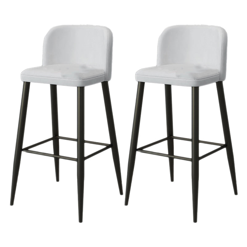 Modern Upholstered Low Back Faux Leather Bar Stools with Footrest