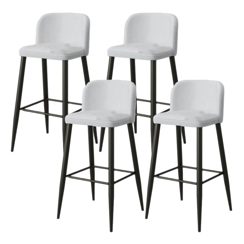 Modern Upholstered Low Back Faux Leather Bar Stools with Footrest