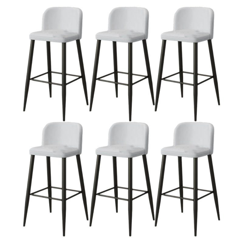 Modern Upholstered Low Back Faux Leather Bar Stools with Footrest