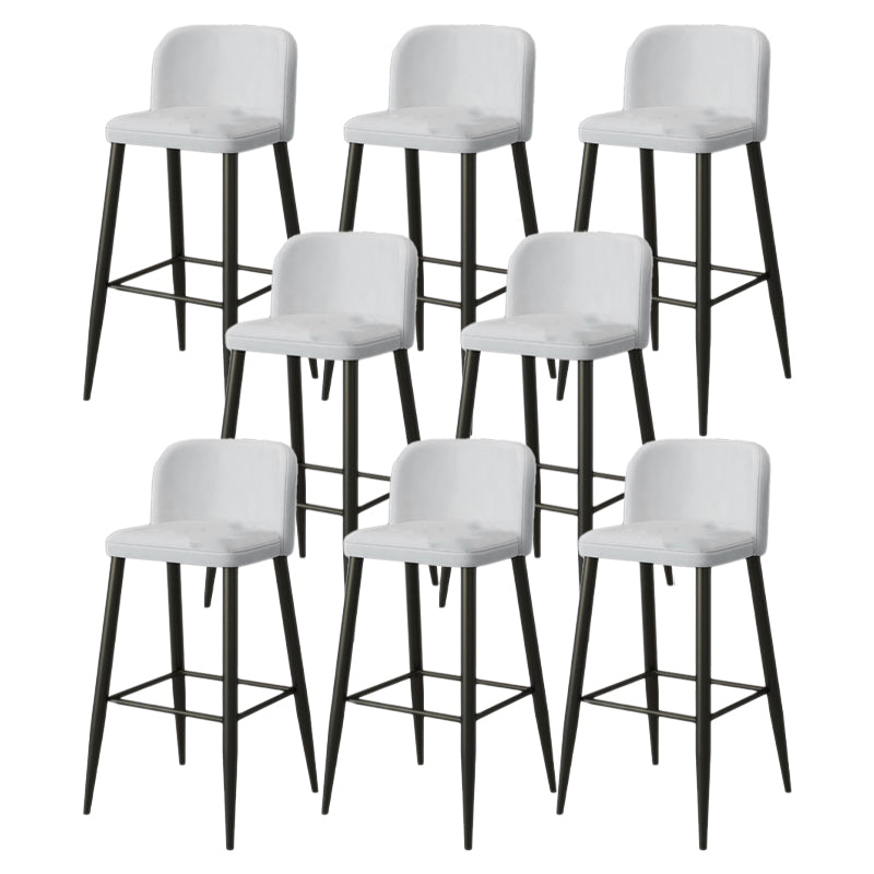 Modern Upholstered Low Back Faux Leather Bar Stools with Footrest
