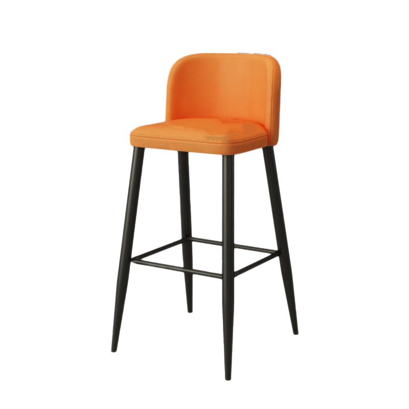 Modern Upholstered Low Back Faux Leather Bar Stools with Footrest