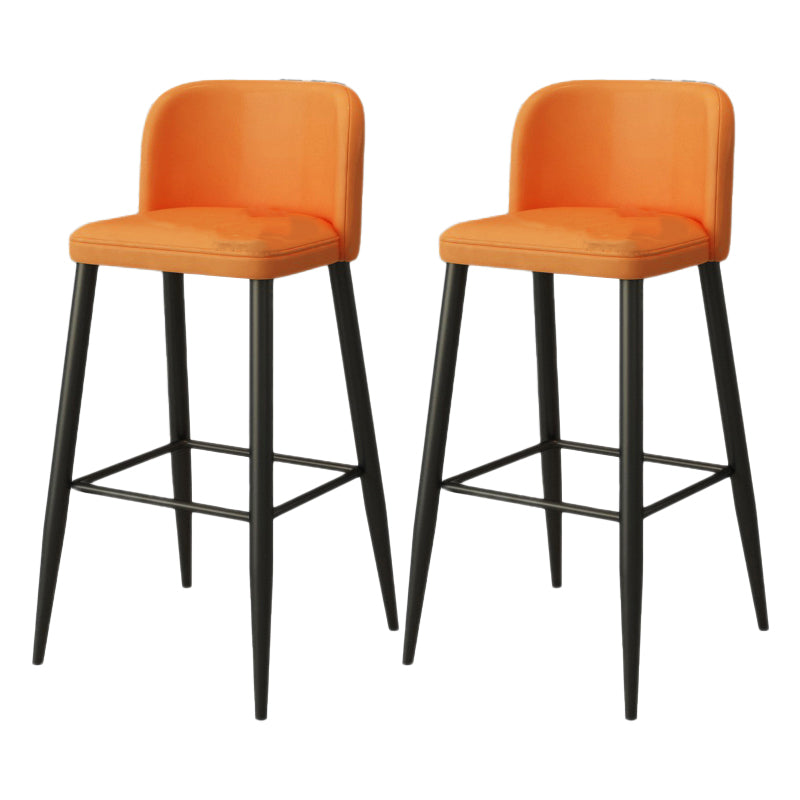 Modern Upholstered Low Back Faux Leather Bar Stools with Footrest
