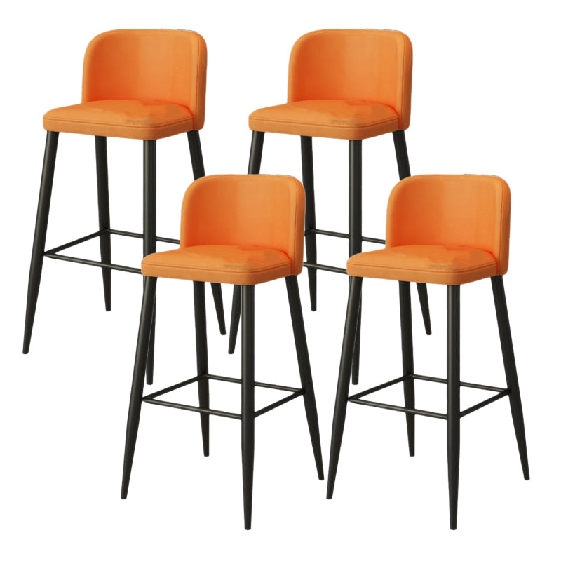 Modern Upholstered Low Back Faux Leather Bar Stools with Footrest