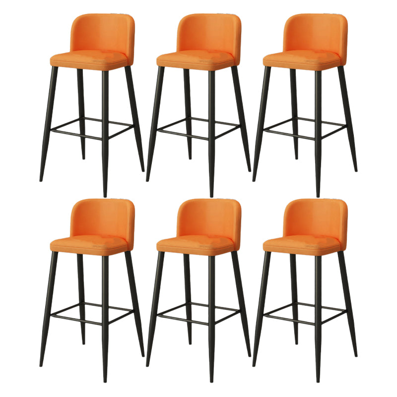 Modern Upholstered Low Back Faux Leather Bar Stools with Footrest