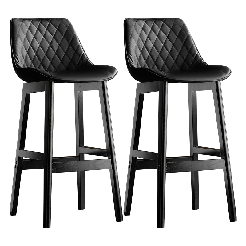 Modern Style Backrest Counter Stool with Wooden Base and Leather Cushion