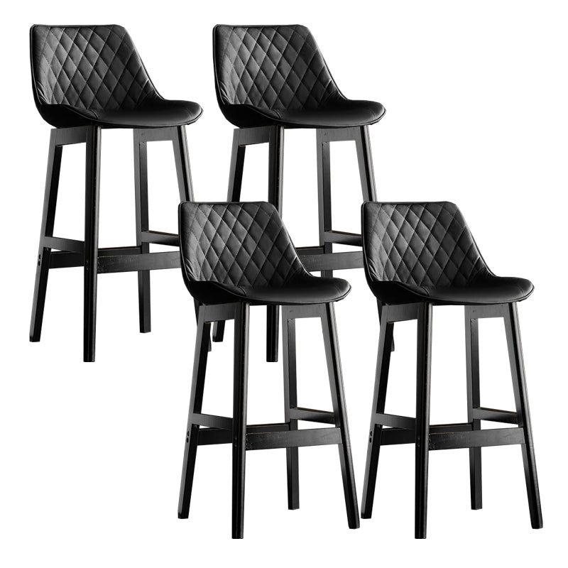 Modern Style Backrest Counter Stool with Wooden Base and Leather Cushion