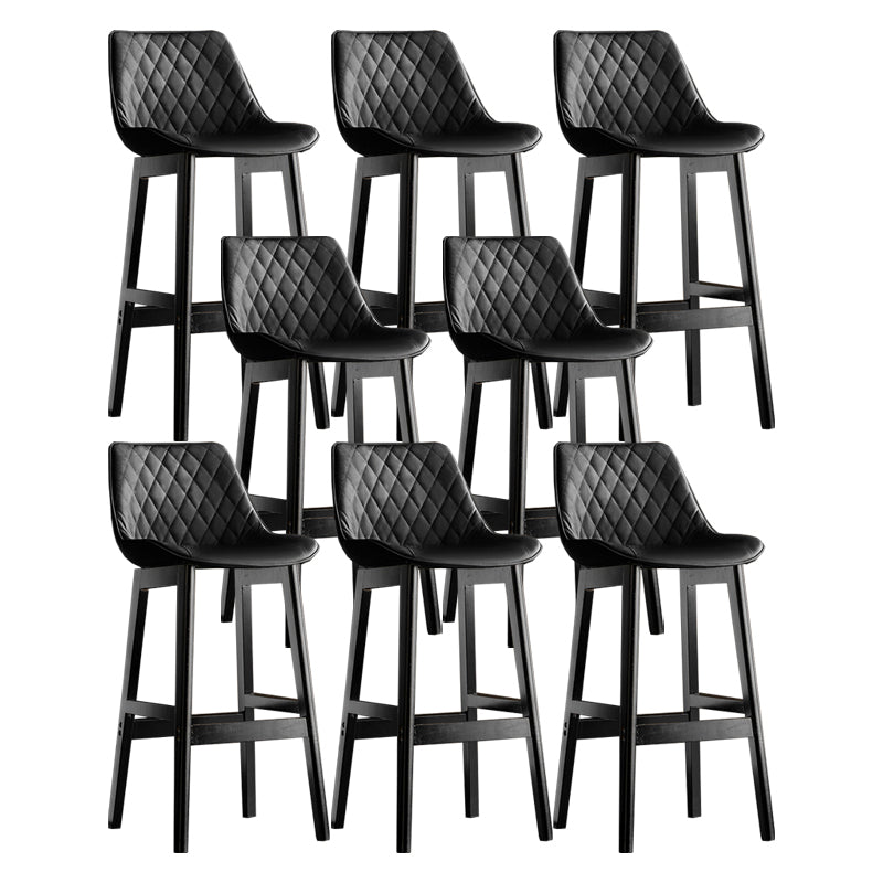 Modern Style Backrest Counter Stool with Wooden Base and Leather Cushion