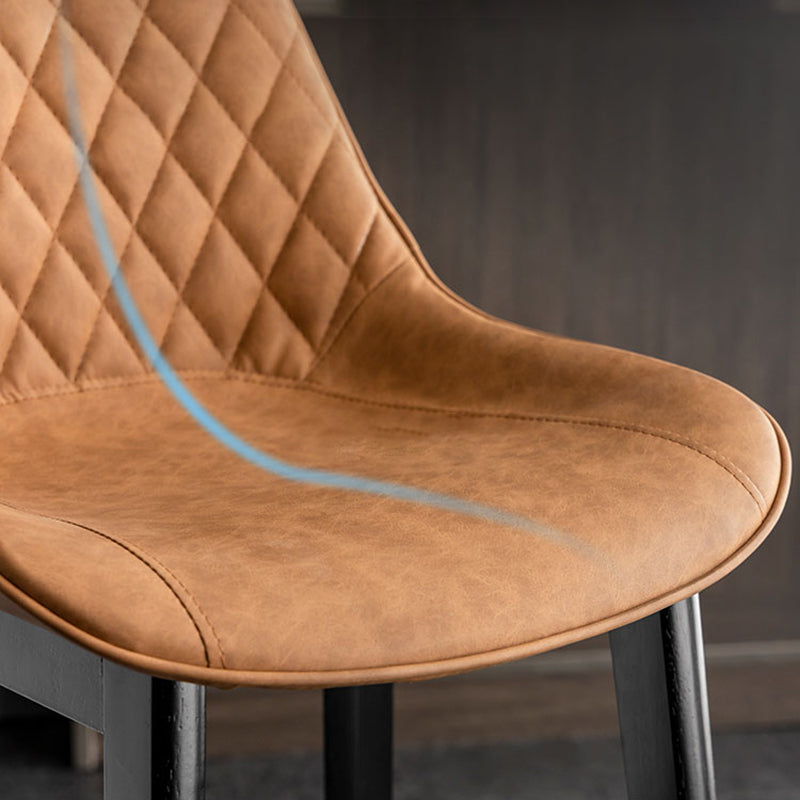 Modern Style Backrest Counter Stool with Wooden Base and Leather Cushion