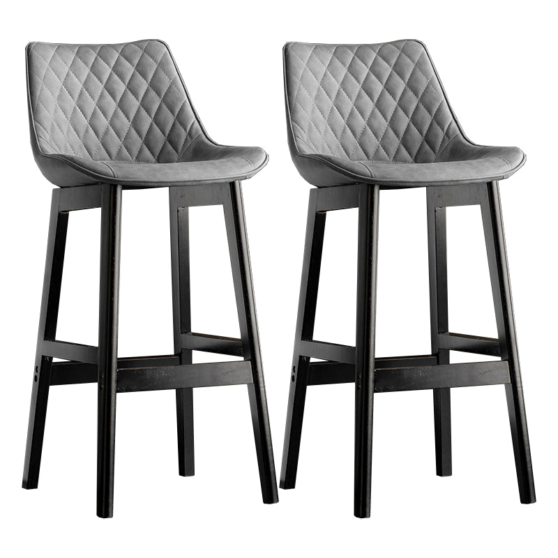 Modern Style Backrest Counter Stool with Wooden Base and Leather Cushion