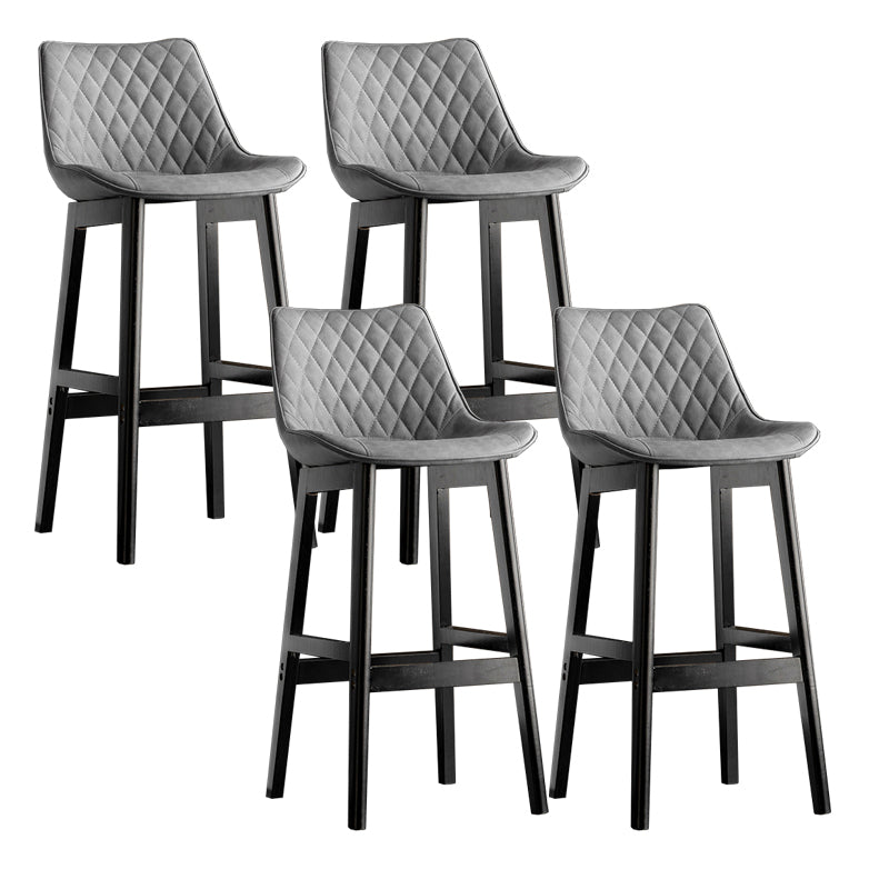 Modern Style Backrest Counter Stool with Wooden Base and Leather Cushion