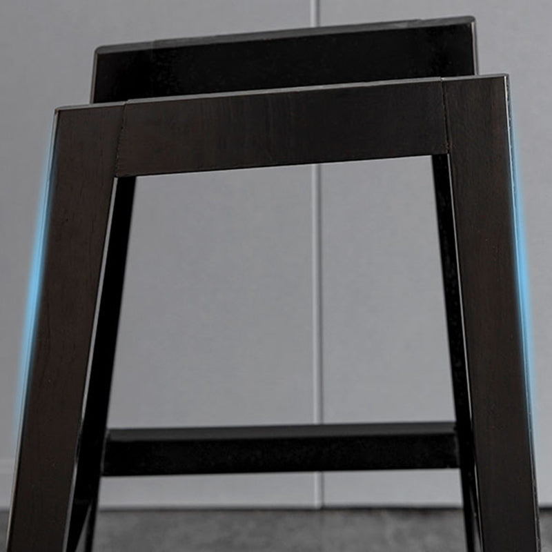 Modern Style Backrest Counter Stool with Wooden Base and Leather Cushion