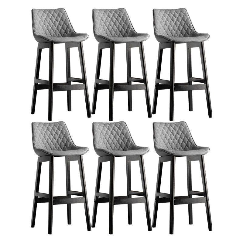 Modern Style Backrest Counter Stool with Wooden Base and Leather Cushion