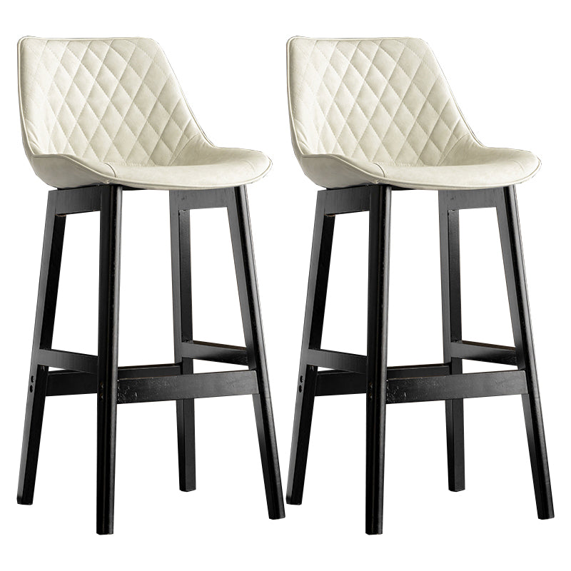 Modern Style Backrest Counter Stool with Wooden Base and Leather Cushion
