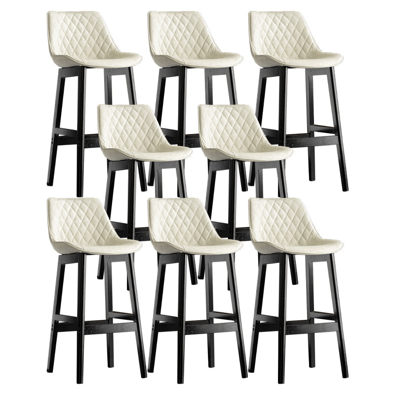 Modern Style Backrest Counter Stool with Wooden Base and Leather Cushion
