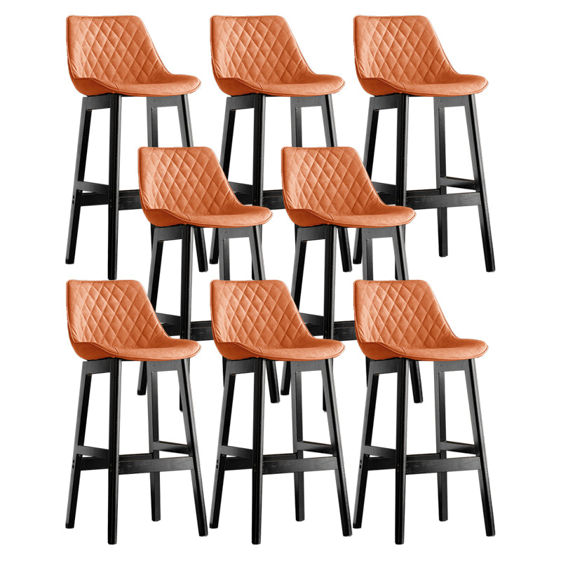 Modern Style Backrest Counter Stool with Wooden Base and Leather Cushion