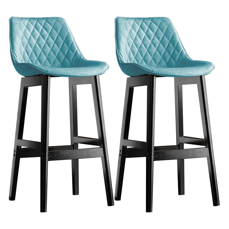 Modern Style Backrest Counter Stool with Wooden Base and Leather Cushion