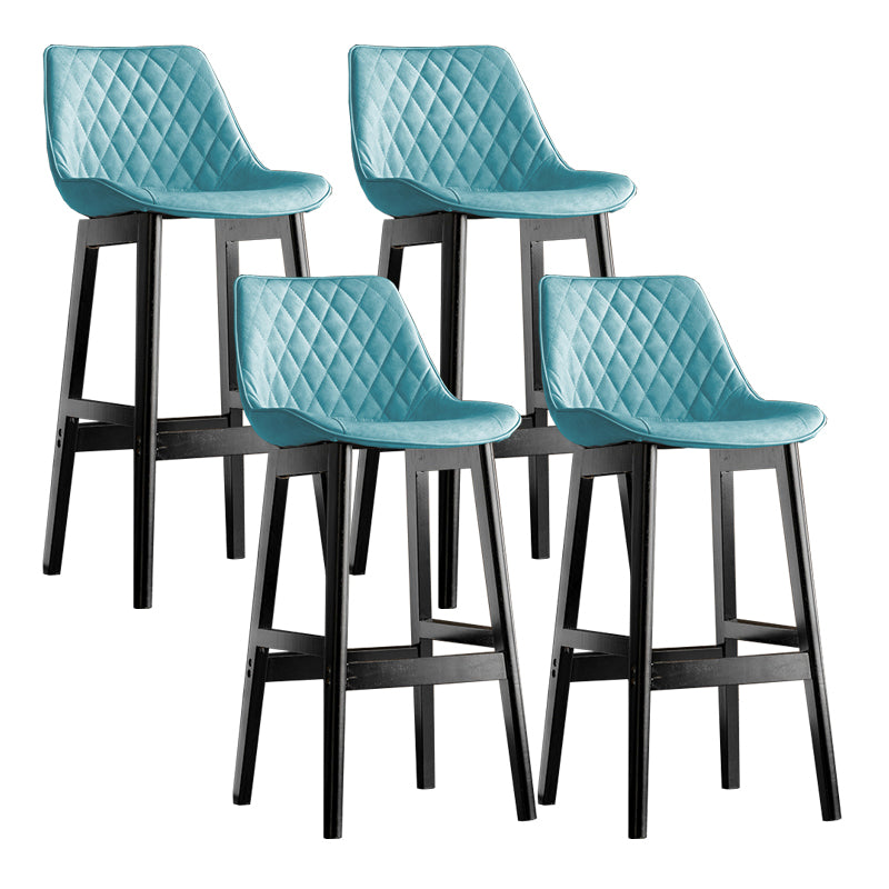 Modern Style Backrest Counter Stool with Wooden Base and Leather Cushion