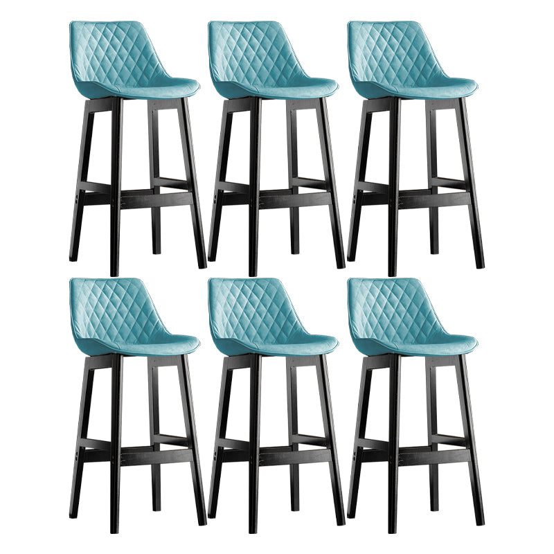 Modern Style Backrest Counter Stool with Wooden Base and Leather Cushion