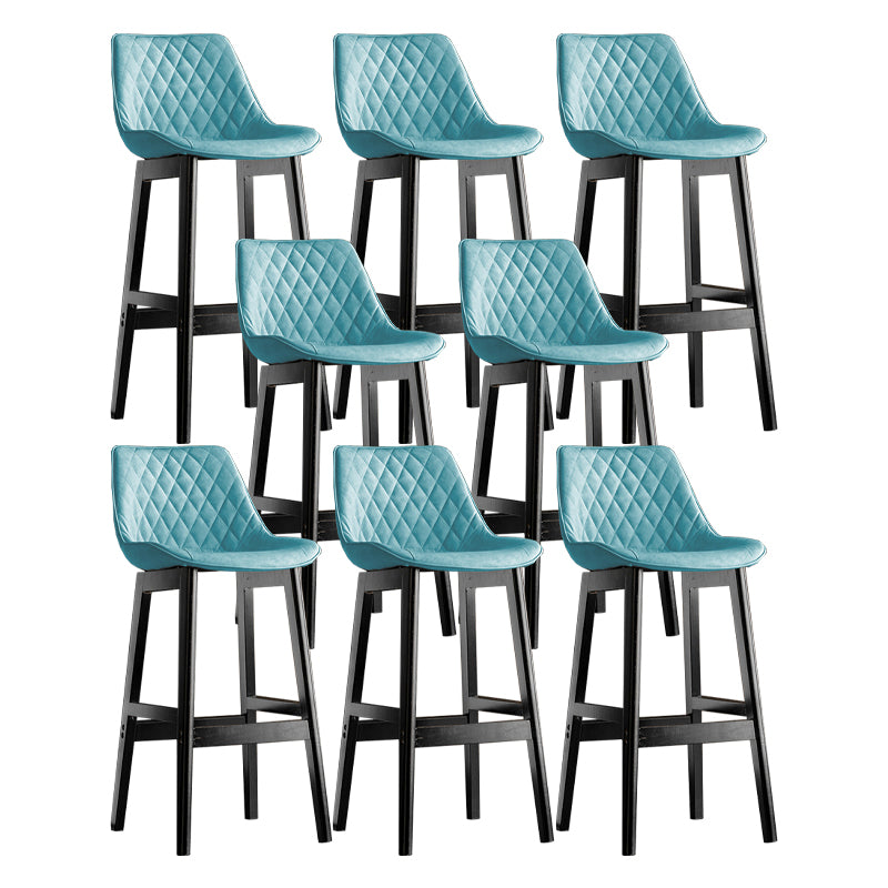 Modern Style Backrest Counter Stool with Wooden Base and Leather Cushion