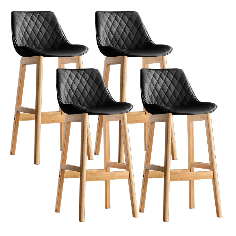 Modern Style Backrest Counter Stool with Wooden Base and Leather Cushion
