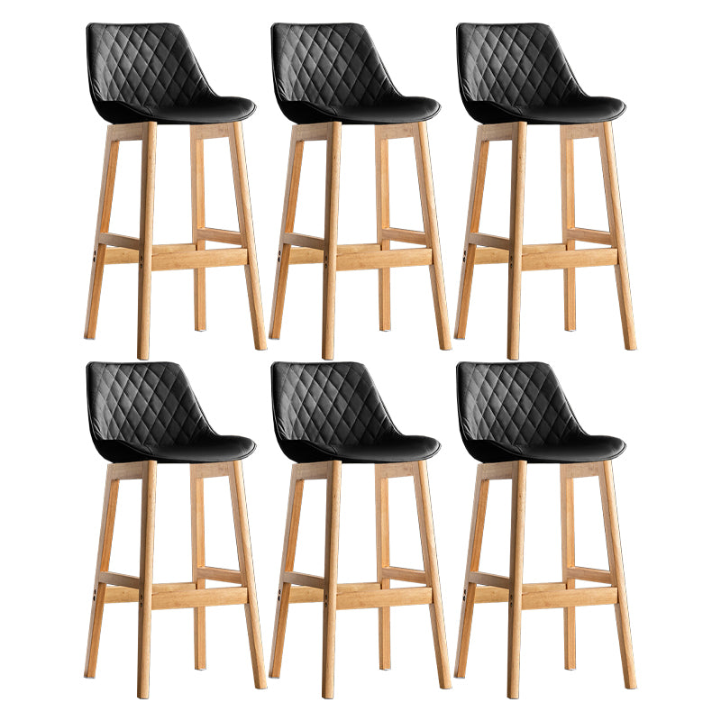 Modern Style Backrest Counter Stool with Wooden Base and Leather Cushion