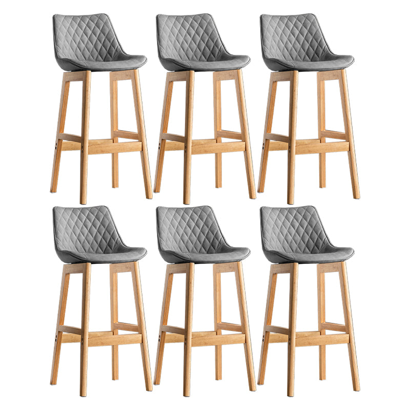 Modern Style Backrest Counter Stool with Wooden Base and Leather Cushion