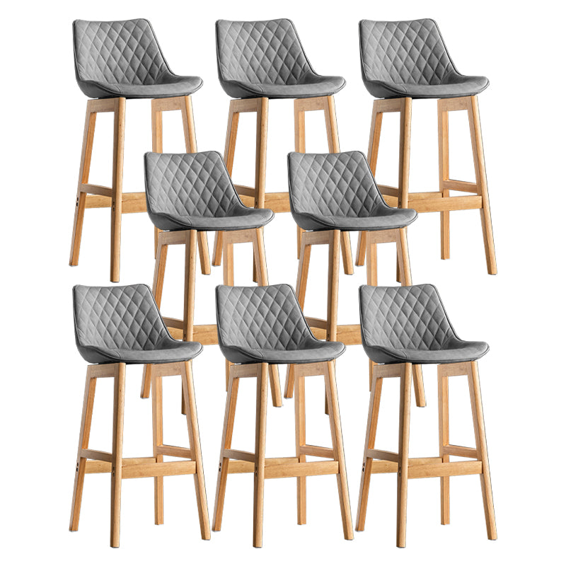 Modern Style Backrest Counter Stool with Wooden Base and Leather Cushion