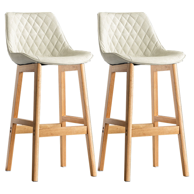 Modern Style Backrest Counter Stool with Wooden Base and Leather Cushion
