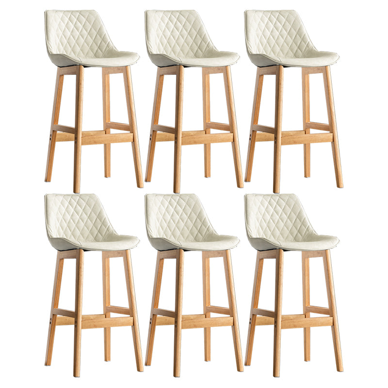 Modern Style Backrest Counter Stool with Wooden Base and Leather Cushion