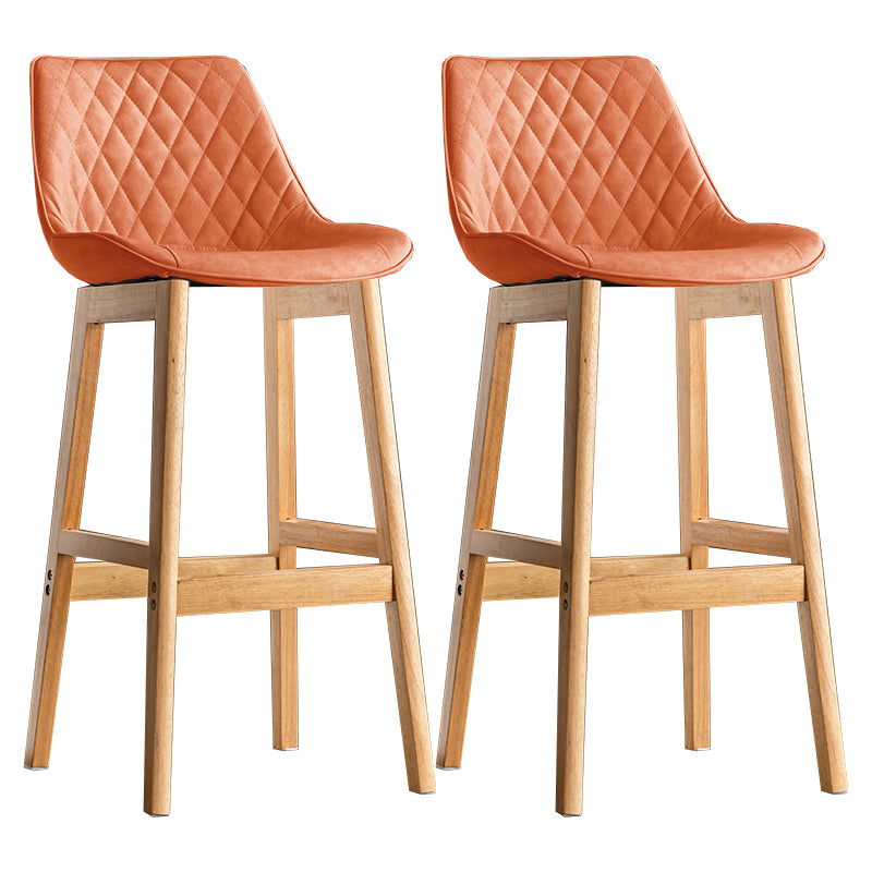Modern Style Backrest Counter Stool with Wooden Base and Leather Cushion