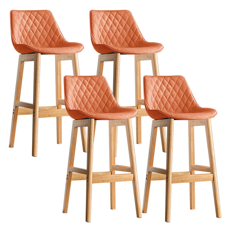 Modern Style Backrest Counter Stool with Wooden Base and Leather Cushion