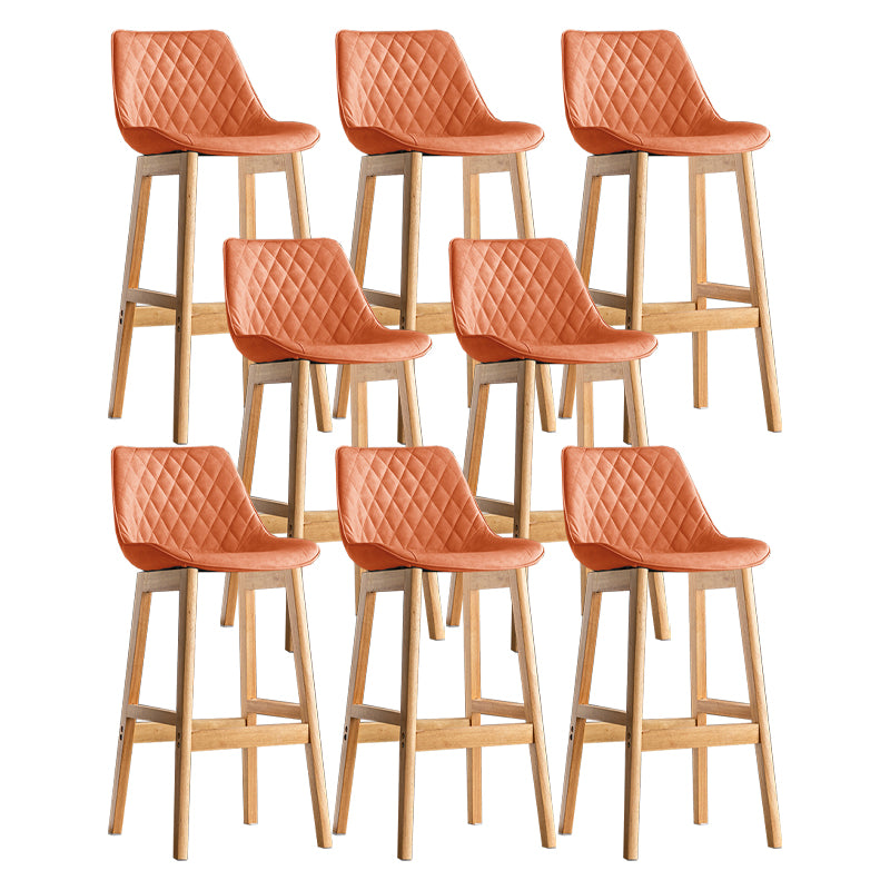 Modern Style Backrest Counter Stool with Wooden Base and Leather Cushion
