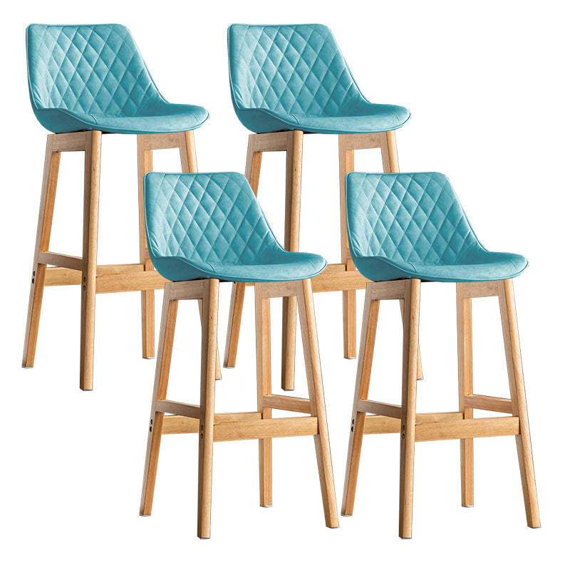 Modern Style Backrest Counter Stool with Wooden Base and Leather Cushion