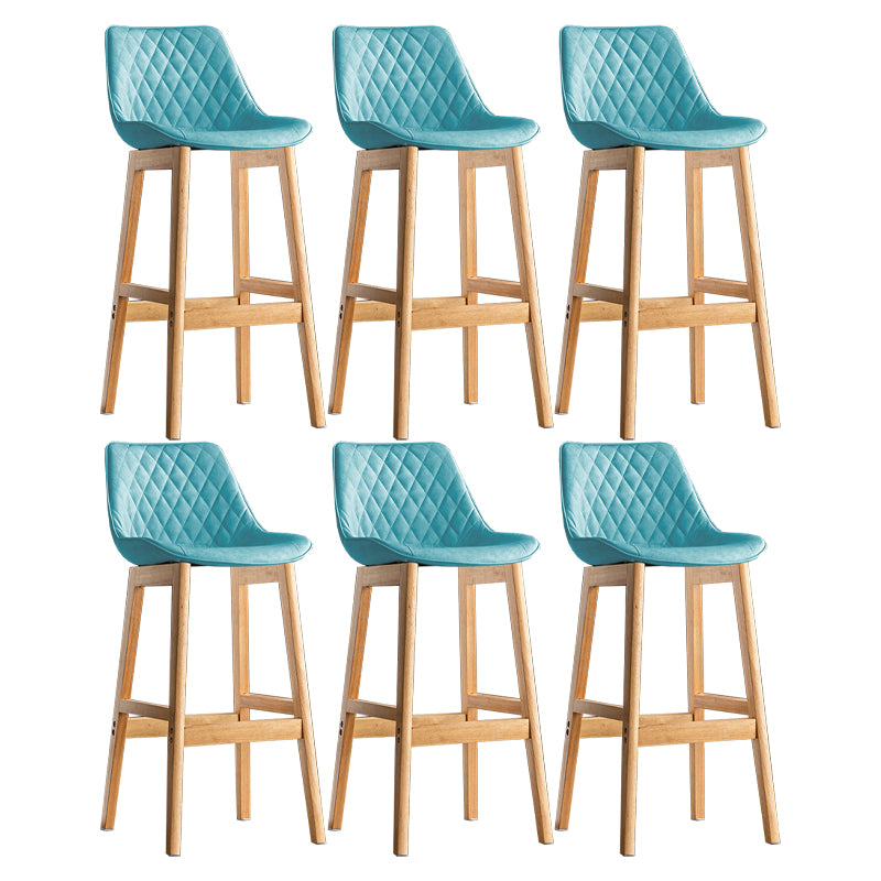 Modern Style Backrest Counter Stool with Wooden Base and Leather Cushion