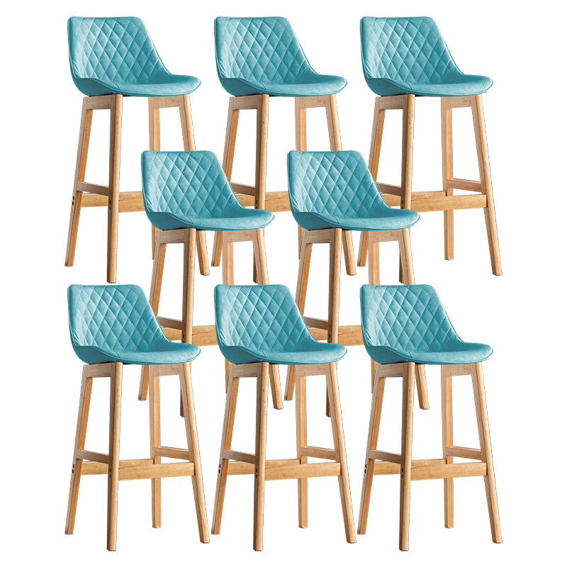 Modern Style Backrest Counter Stool with Wooden Base and Leather Cushion