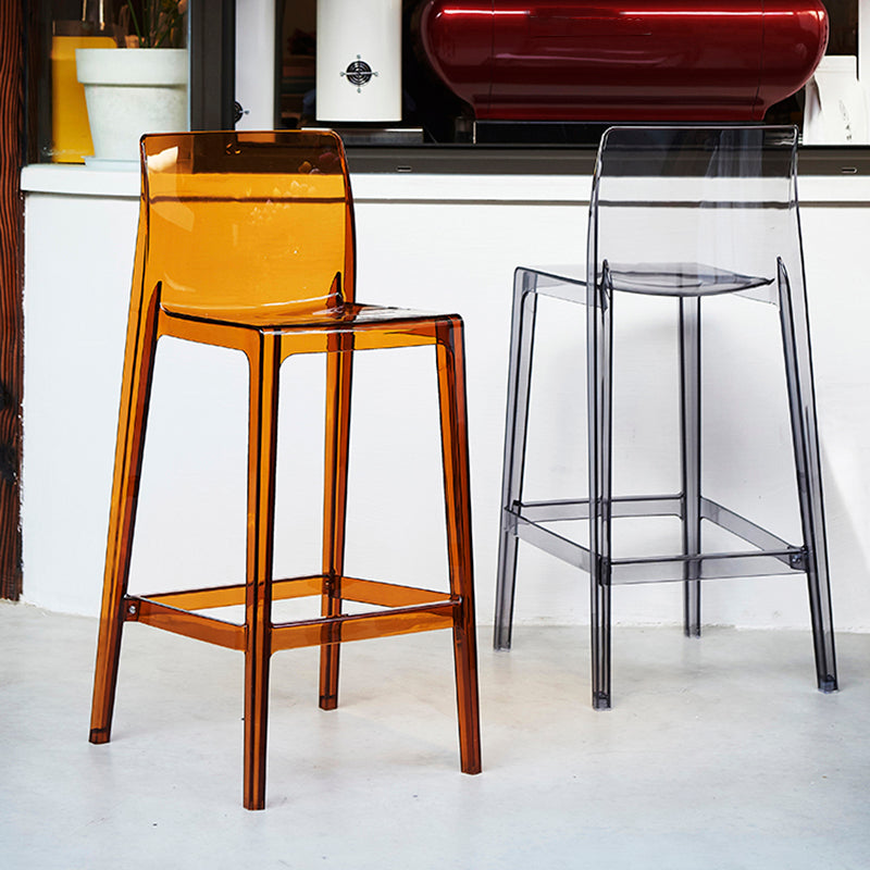 Contemporary Acrylic Low Back Armless Bar Stool with Footrest